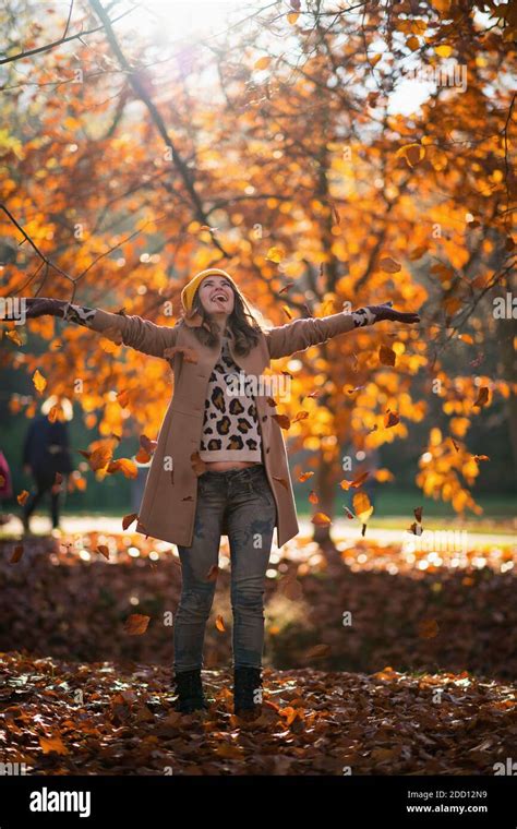 Hello November Full Length Portrait Of Happy Stylish Middle Aged Woman