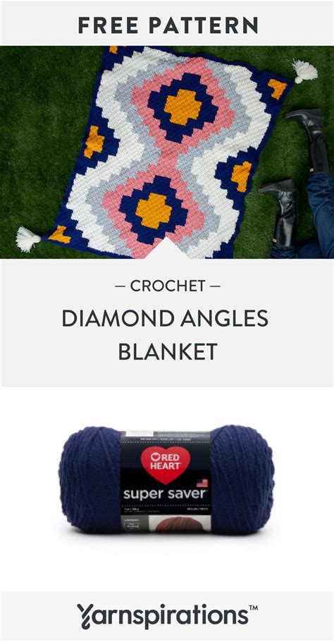 Free Intermediate Red Heart Diamond Angles Crochet Blanket Crochet