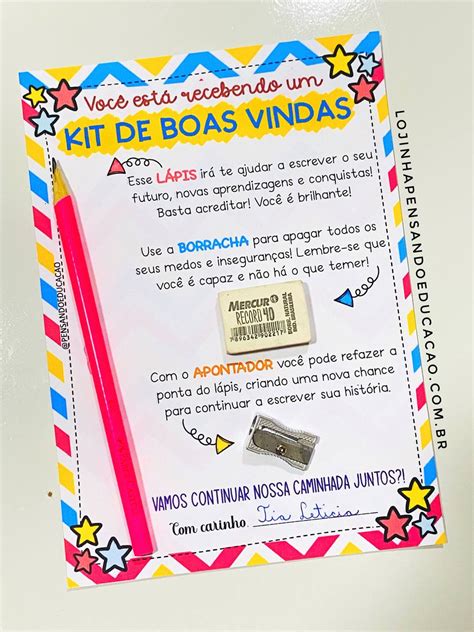 Cartão kit de boas vindas Pensando Educação Por Leticia