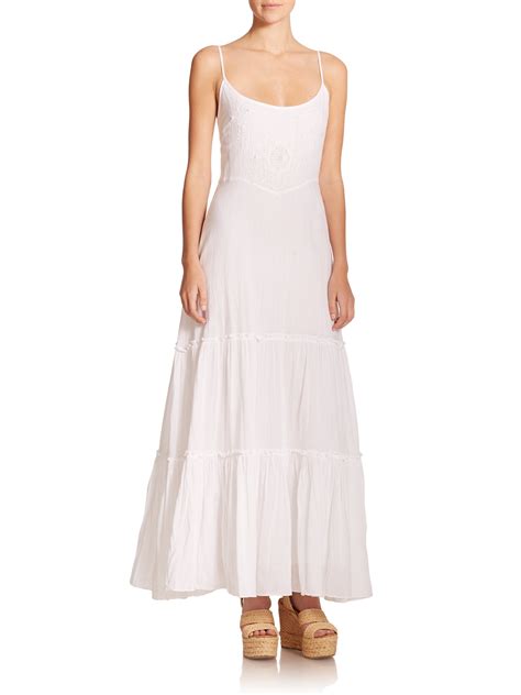 Lyst Polo Ralph Lauren Embroidered And Tiered Maxi Dress In White