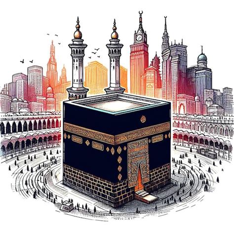 Vector Libre De La Santa Kaaba En La Meca Arabia Saudita Dibujo A Mano