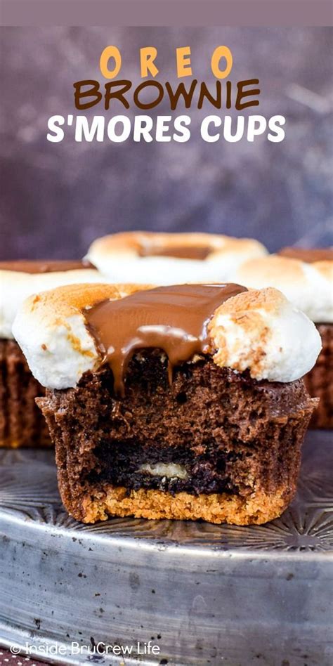 Gooey Oreo Brownie S’mores Cups Are A Fun Way To Enjoy S’mores All Year Long A Graham Cracker