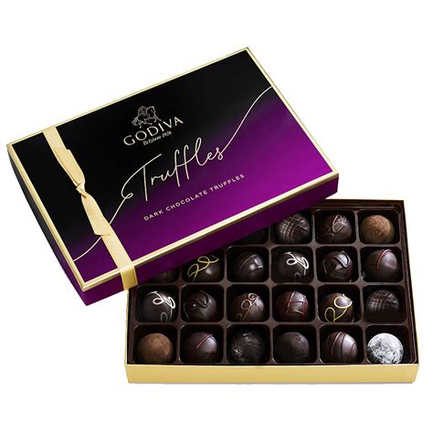 Godiva Assorted Signature Dark Chocolate Truffles Gift Box, 24 Pieces ...