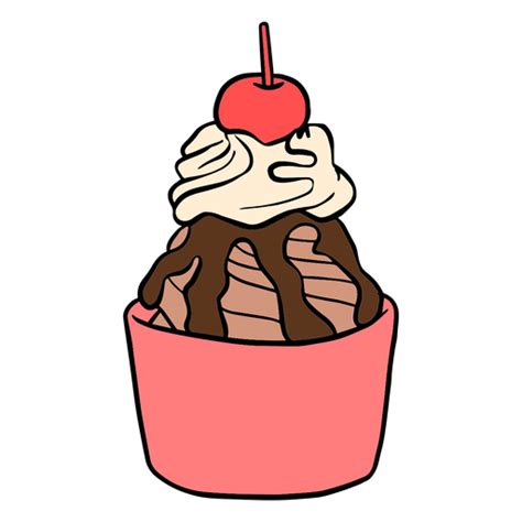 Diseño Png Y Svg De Helado De Chocolate En La Ilustración De La Taza