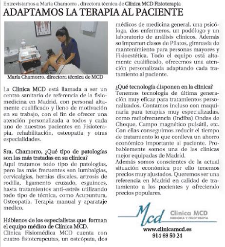 noticia clinica mcd en la razon Clinica MCD Clínica de fisioterapia