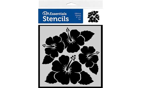 Pa Essentials Stencil Hibiscus Flowers For Painting On Wood Canvas