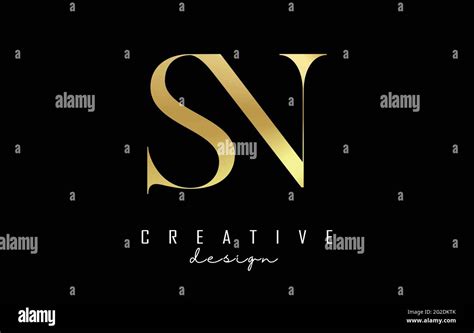 Golden Sn S N Letters Logo Concept With Serif Font And Elegant Style