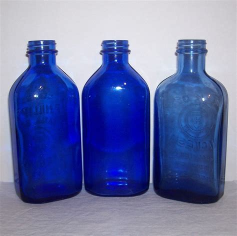 Vintage Cobalt Blue Glass Bottle Phillips Milk Of Magnesia