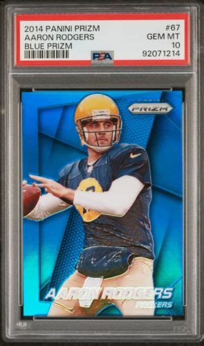 2014 Panini Prizm Aaron Rodgers Blue Prizm Green Bay Packers 67 Psa 10