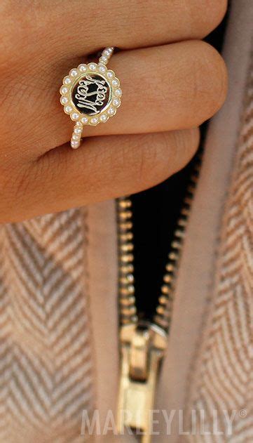 Swooning Over This Gold Monogrammed Pearl Ring From Marleylilly On