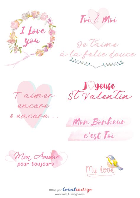 Free printable des mots doux à imprimer pour la St Valentin