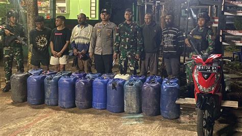 Foto TNI Gagalkan Penyelundupan 700 Liter Pertalite Di Perbatasan