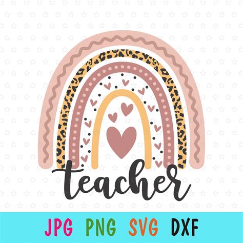 Boho Rainbow Teacher Svg For Cricut Back To School Print For Etsy