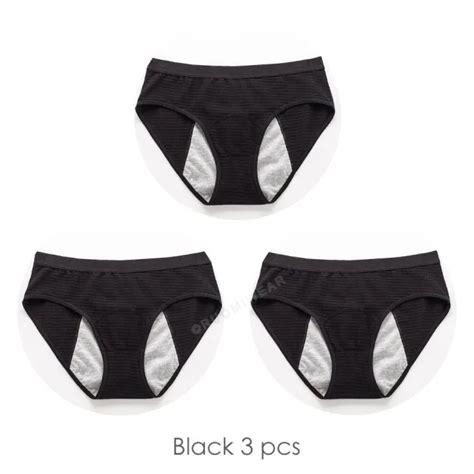 3pcs Mesh Ribbed Cotton Leak Proof Menstrual Panties Women Girls