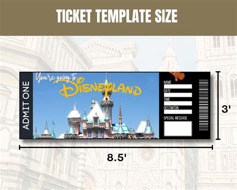 Editable Disneyland Ticket Template Disneyland Ticket Etsy