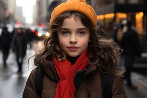 Premium Ai Image A Girl Wearing A Red Scarf