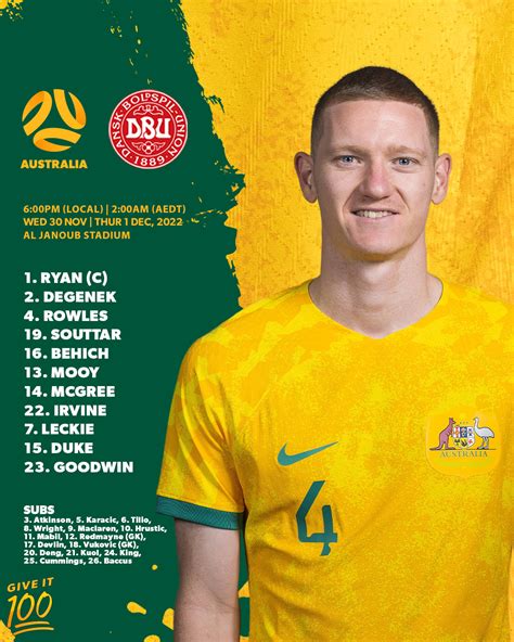 Socceroos On Twitter Starting Xi 🗒️ Presenting Our Starting Side For Today S Group D Decider