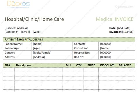 Medical Bills Format Word Dotxes