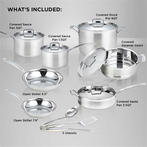 Nevlers Piece Cookware Set Premium Grade Stainless Steel Tri Ply