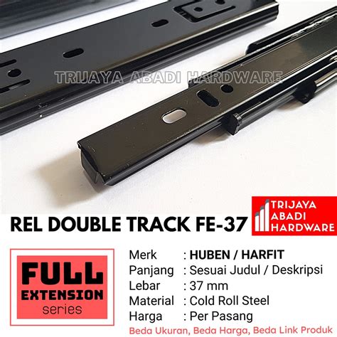 Jual Rel Laci Double Track 40 Cm Fe37 Full Extension Huben Shopee