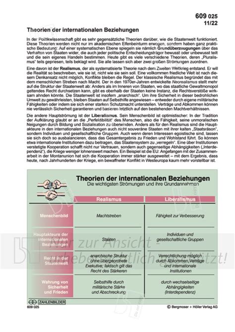 Theorien Der Internationalen Beziehungen Zahlenbilder Politik