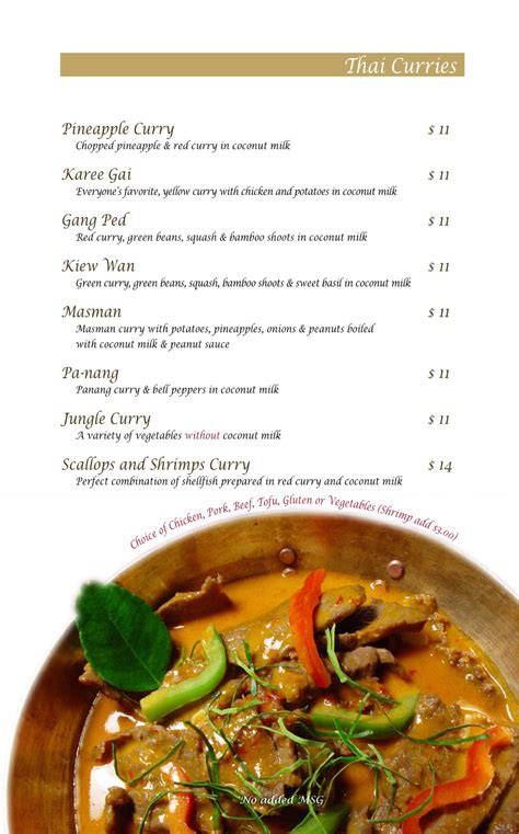 All Day Menu Exotic Thai Bistro