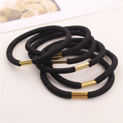 100pcslot Diy Black Elastic Hair Bands With Metal Hair Ties Headbands