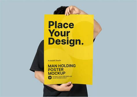 Model Holding A3 Poster Mockup — Mockup Zone