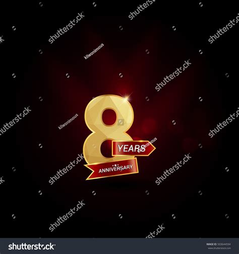 8 Years Golden Anniversary Logo Celebration With Royalty Free Stock Vector 503644594