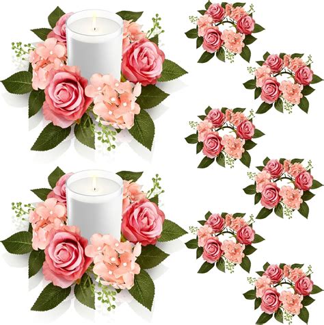 Amazon Jutom Pcs Wedding Rose Candle Rings Artificial Floral