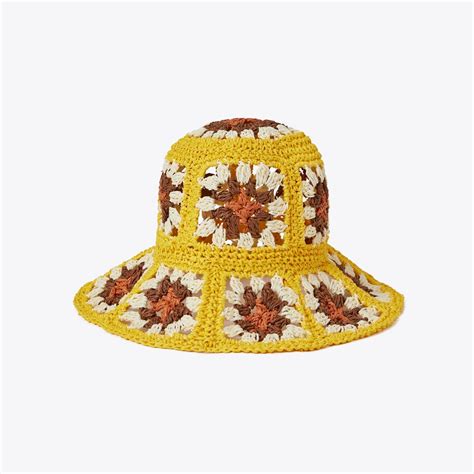 Straw Crochet Short Brim Bucket Hat Women S Designer Hats Tory Burch