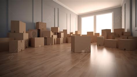 Empty Room With Cardboard Moving Boxes D Render Background Move House