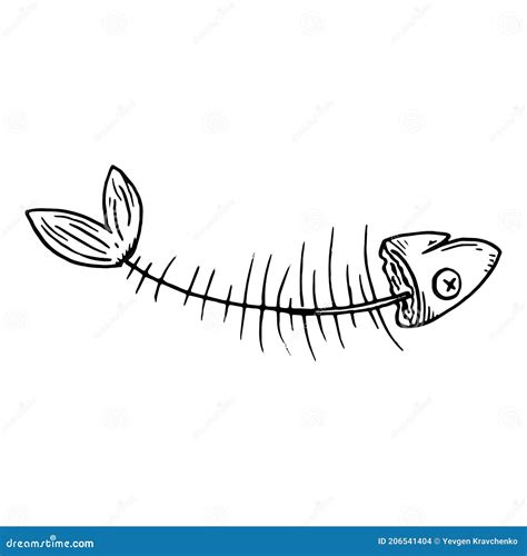 Fish Skeleton Vector Organic Trash Waste Stock Vector Illustration