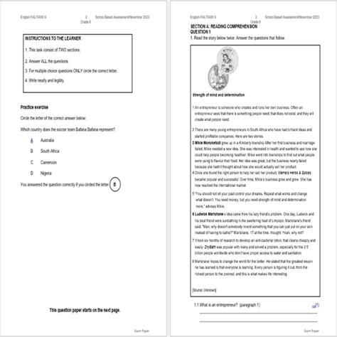 Grade English Fal November Paper And Memo Teacha