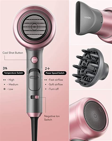 Wavytalk Professional Ionic Hair Dryer Blow Dryer With Diffuser And