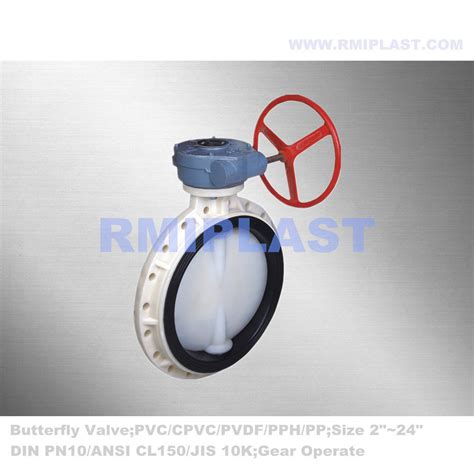 Wafer Type PVDF Body Butterfly Valve With EPDM Sealing By Standard JIS