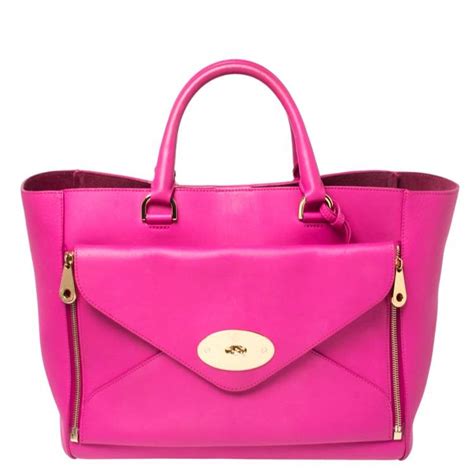 Mulberry Fuchsia Leather Large Willow Tote Mulberry The Luxury Closet