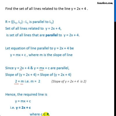 Ex Let L Be Set Of All Lines In Xy Plane R L