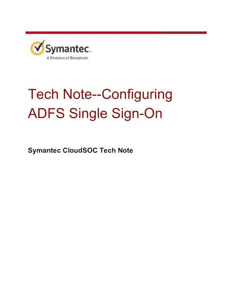 Pdf Tech Note Configuring Adfs Single Sign On Tech Note