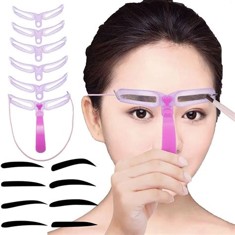 8pcs Eyebrow Shaper Makeup Template Eyebrow Grooming Shaping Stencil