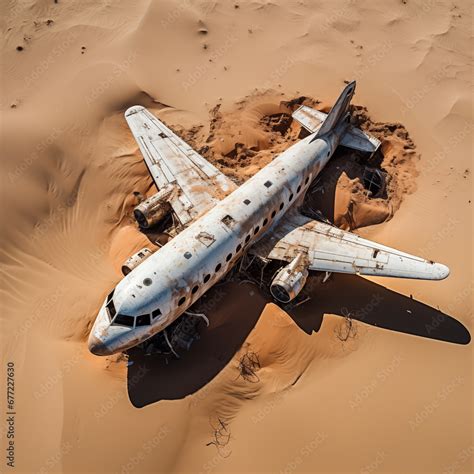 Abandoned Airplane Wreck in Desert Sand - Vintage Plane Wreckage Casts ...