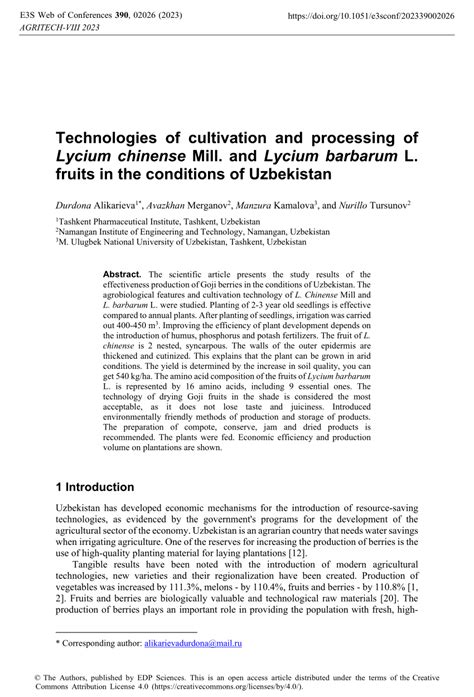 (PDF) Technologies of cultivation and processing of Lycium chinense Mill. and Lycium barbarum L ...