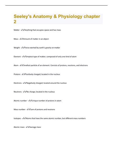 Seeley S Anatomy Physiology Chapter 2 Questions And Answers With