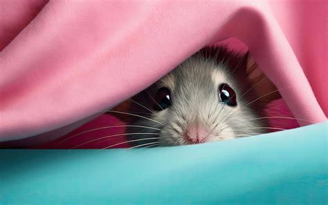 Premium AI Image | a small mouse peeking from behind a pink surface