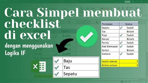 Cara Mudah Membuat Checklist Di Excel YouTube