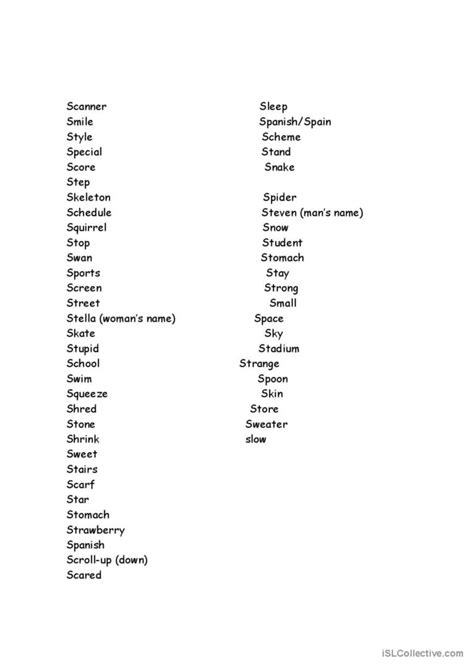 Pronouncing Words Starting With S Pr English Esl Worksheets Pdf Doc