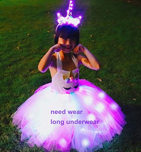 Shinyou Girls Unicorn Costume Led Light Up Unicorn Tutu Dress Halloween