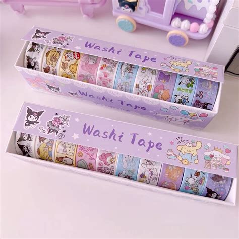 Conjunto De Rolos De Fitas Washi Sanrio Kuromi Diy Adesivo De Papel