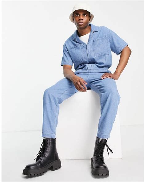 ASOS Denim Boilersuit In Blue For Men Lyst