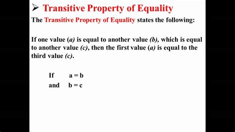 Transitive Property Of Equality Youtube